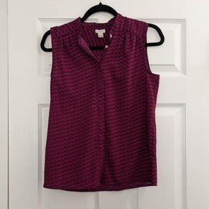 J. Crew Sleeveless Cherry Print Button Up Cami Blouse